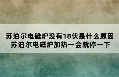 苏泊尔电磁炉没有18伏是什么原因 苏泊尔电磁炉加热一会就停一下